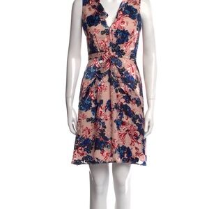 SALONI Blue and Red Floral Mini Dress